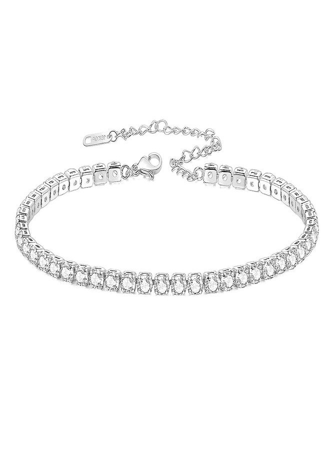 QJLE Cubic Zirconia Tennis Anklet Silver Ankle Bracelets for Women Waterproof Plus Size Beach Anklets for Women Large Ankle - Image 1